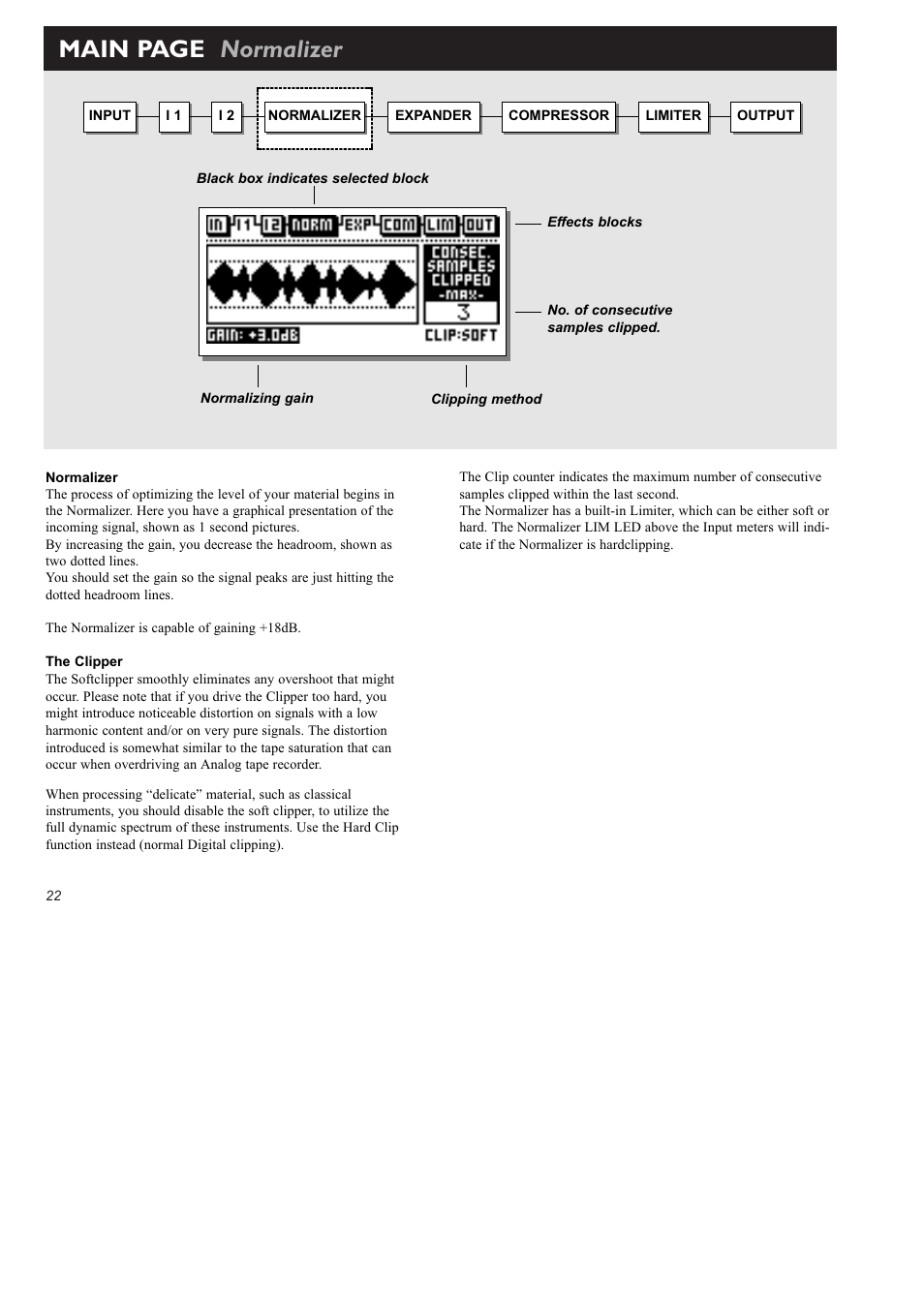 Main page normalizer | TC Electronic Finalizer 96k User Manual | Page 22 / 56