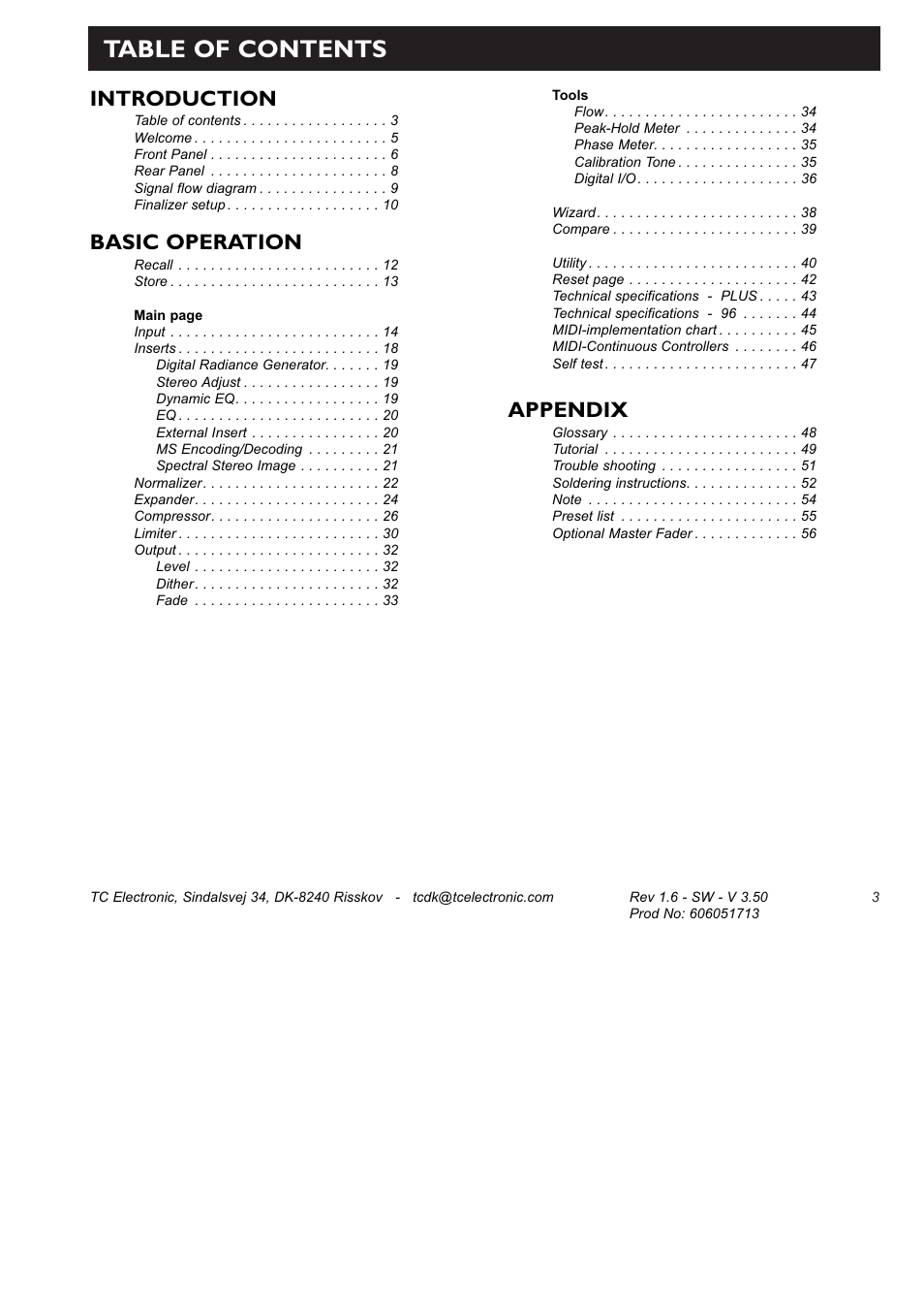 TC Electronic Finalizer 96k User Manual | Page 3 / 56