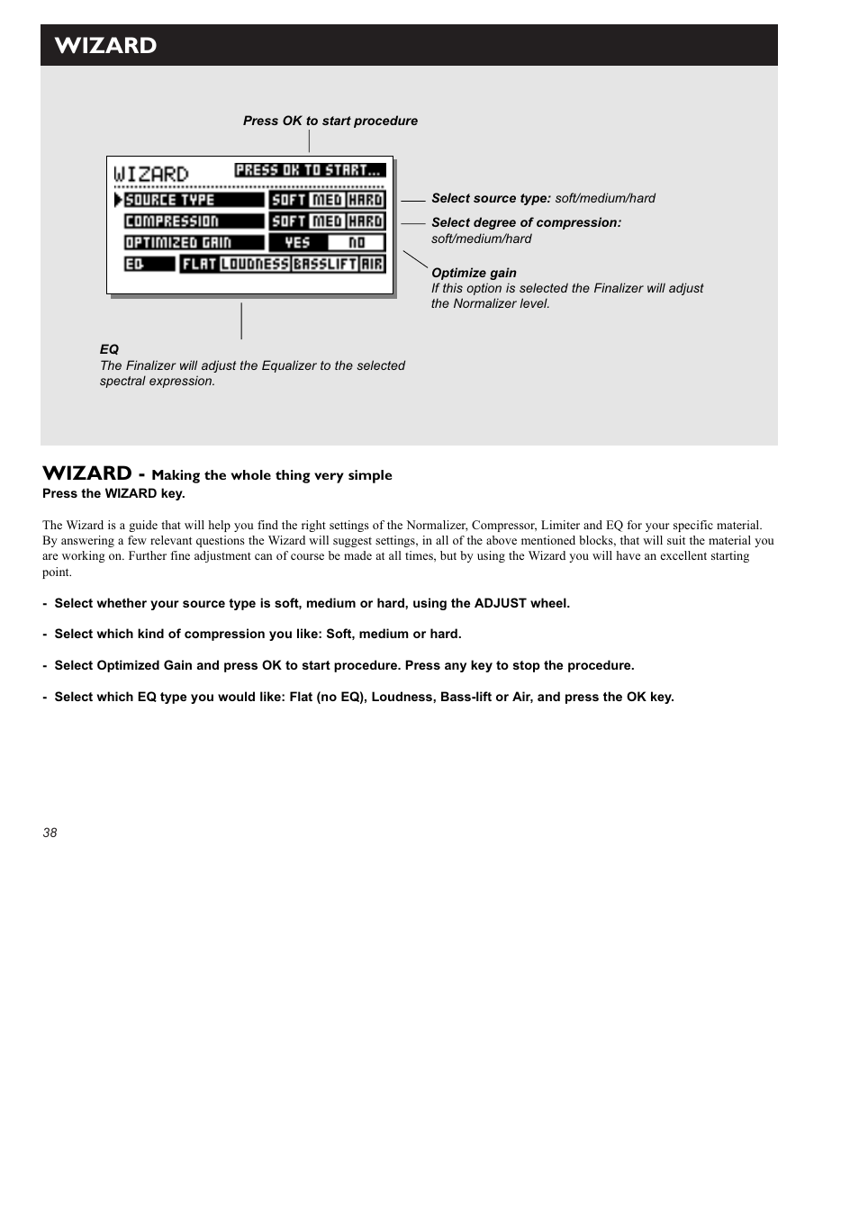 Wizard | TC Electronic Finalizer 96k User Manual | Page 38 / 56