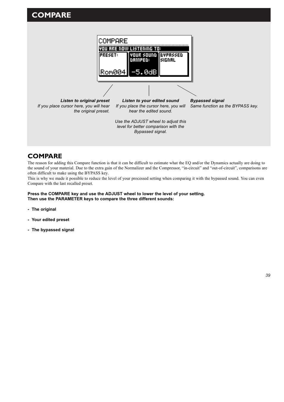Compare | TC Electronic Finalizer 96k User Manual | Page 39 / 56