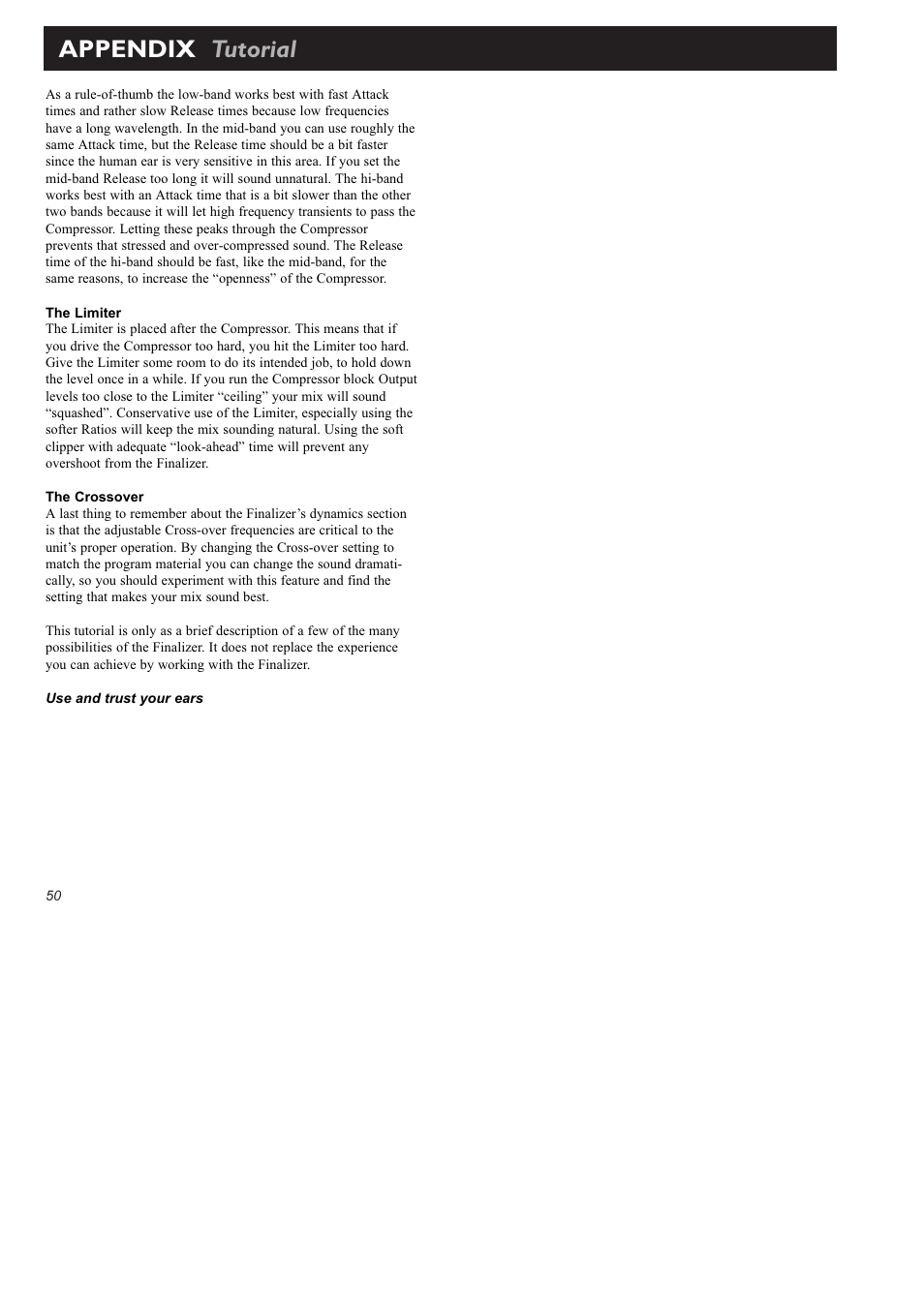 Appendix tutorial | TC Electronic Finalizer 96k User Manual | Page 50 / 56