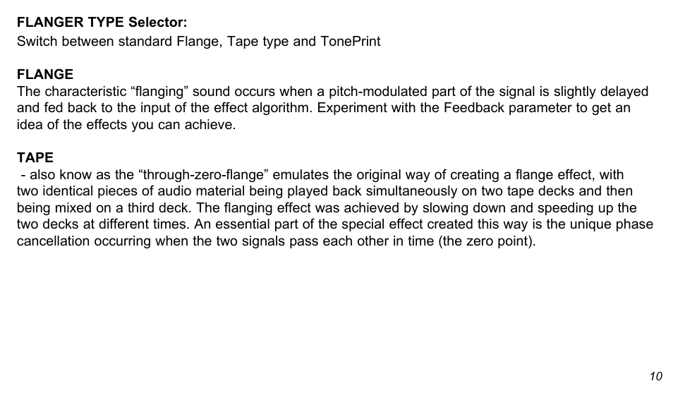 TC Electronic Vortex Flanger User Manual | Page 10 / 15