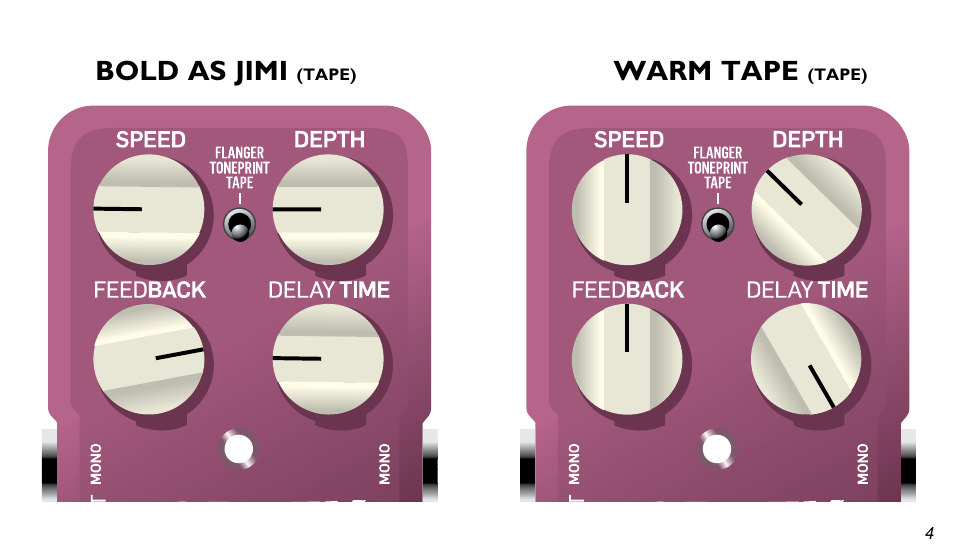 Bold as jimi, Warm tape | TC Electronic Vortex Flanger User Manual | Page 4 / 15