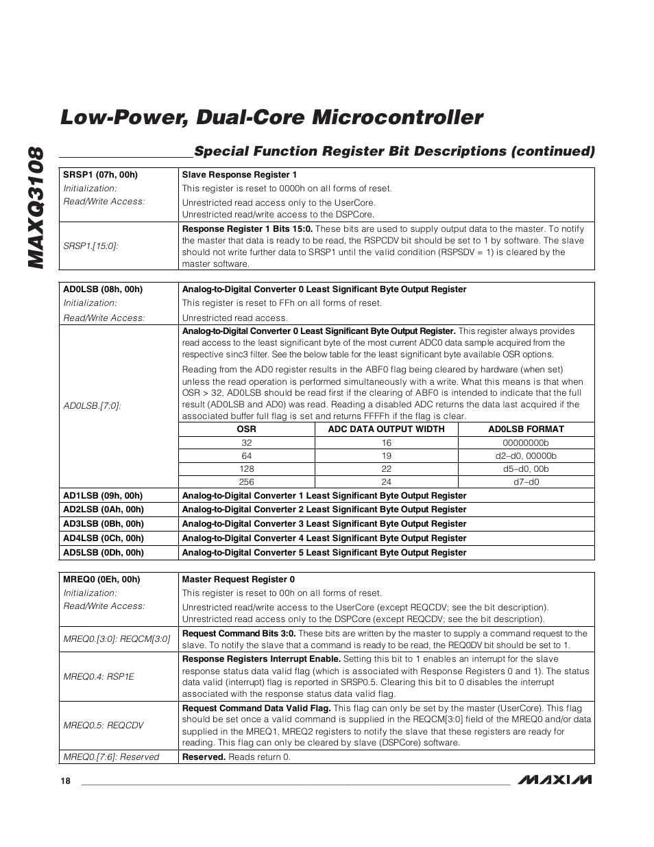 Maxq3108 low-power, dual-core microcontroller | Rainbow Electronics MAXQ3108 User Manual | Page 18 / 64