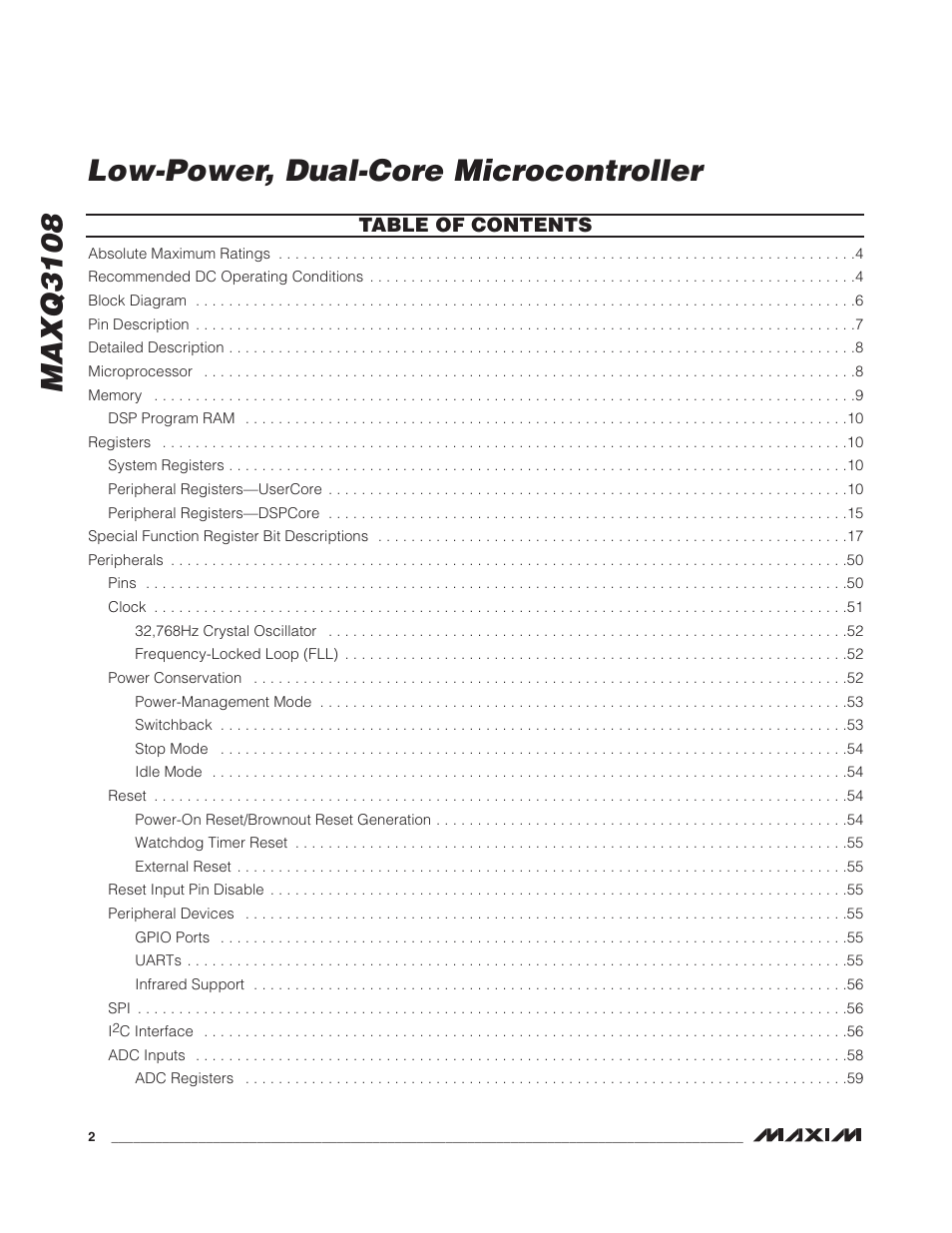 Rainbow Electronics MAXQ3108 User Manual | Page 2 / 64