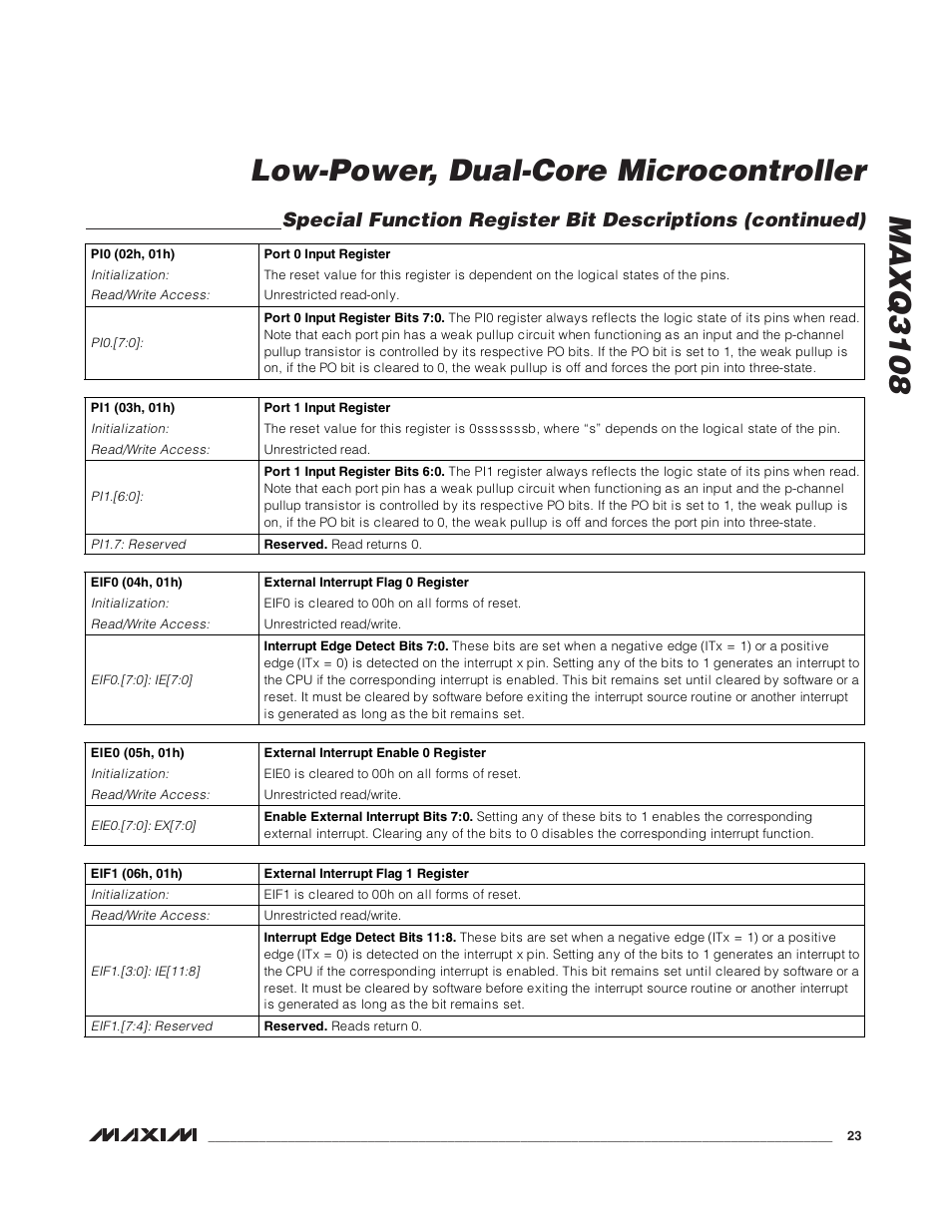 Maxq3108 low-power, dual-core microcontroller | Rainbow Electronics MAXQ3108 User Manual | Page 23 / 64