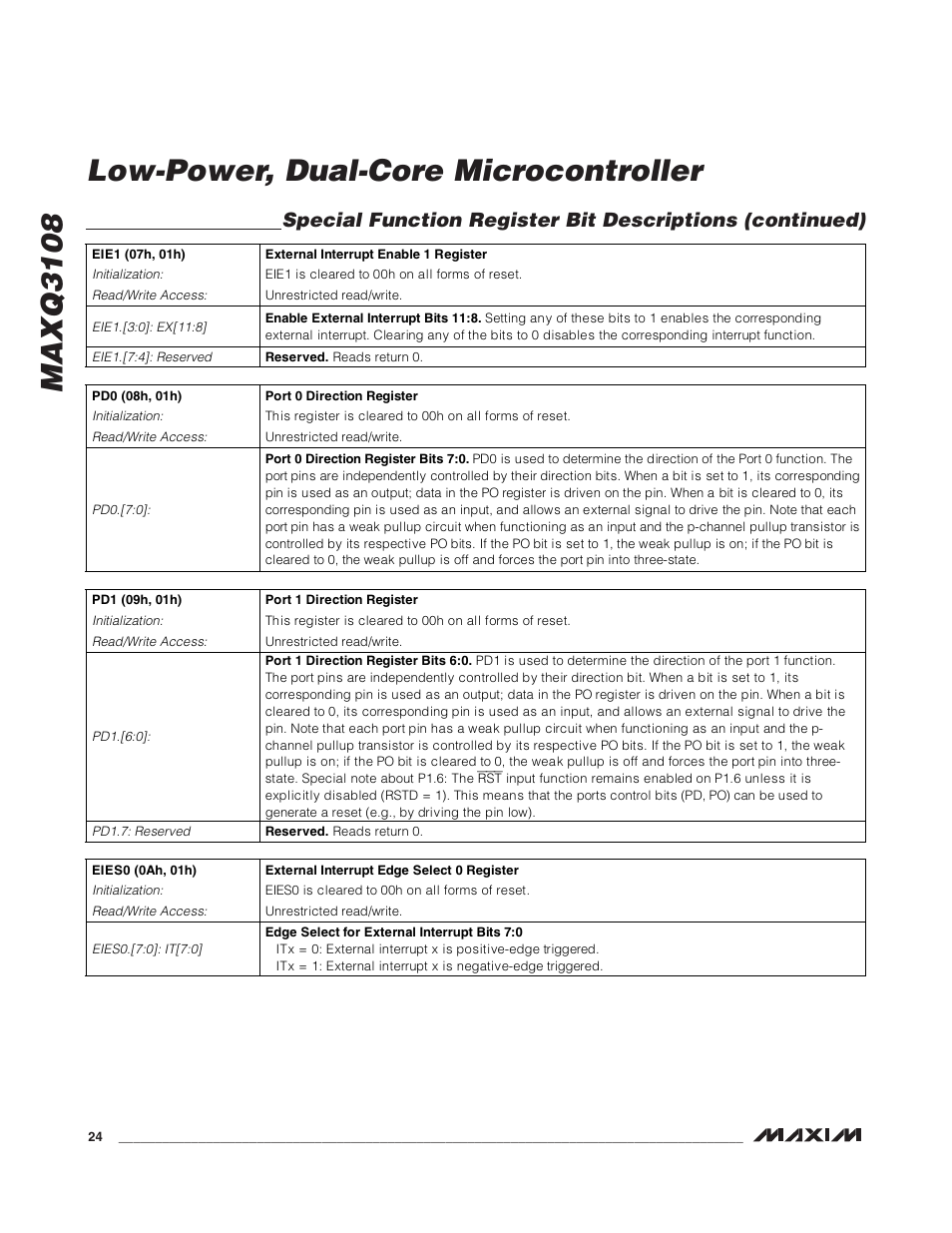 Maxq3108 low-power, dual-core microcontroller | Rainbow Electronics MAXQ3108 User Manual | Page 24 / 64