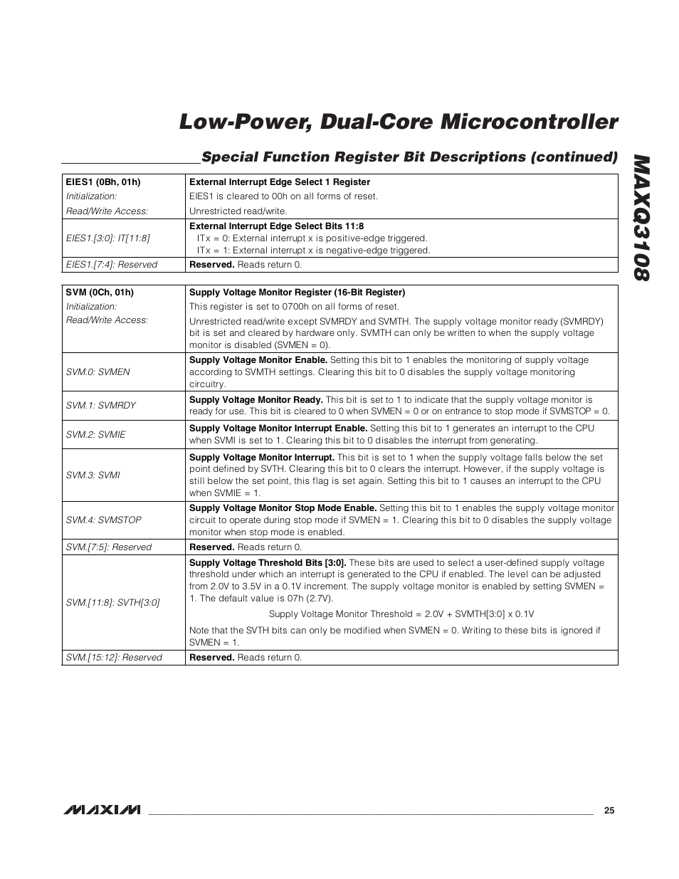 Maxq3108 low-power, dual-core microcontroller | Rainbow Electronics MAXQ3108 User Manual | Page 25 / 64