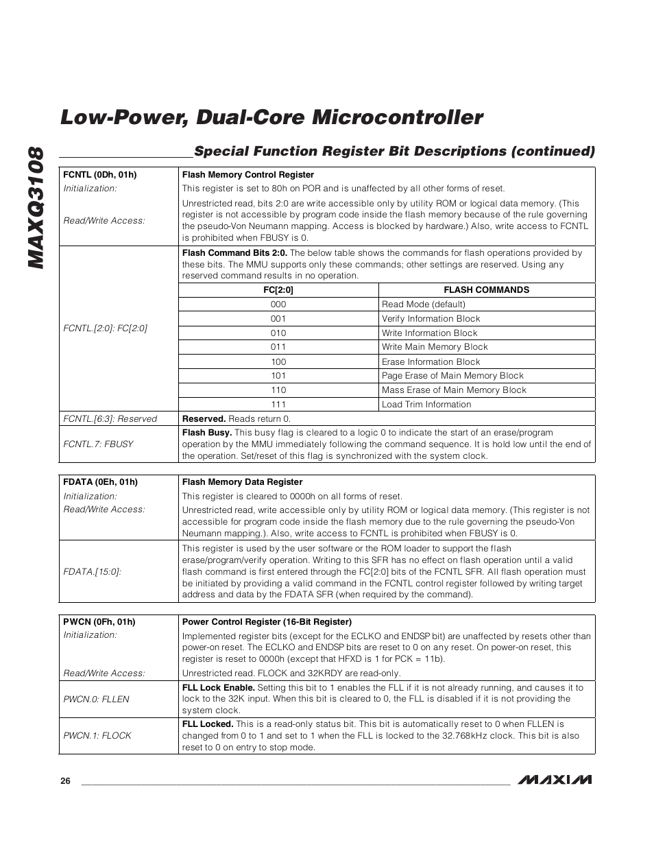 Maxq3108 low-power, dual-core microcontroller | Rainbow Electronics MAXQ3108 User Manual | Page 26 / 64