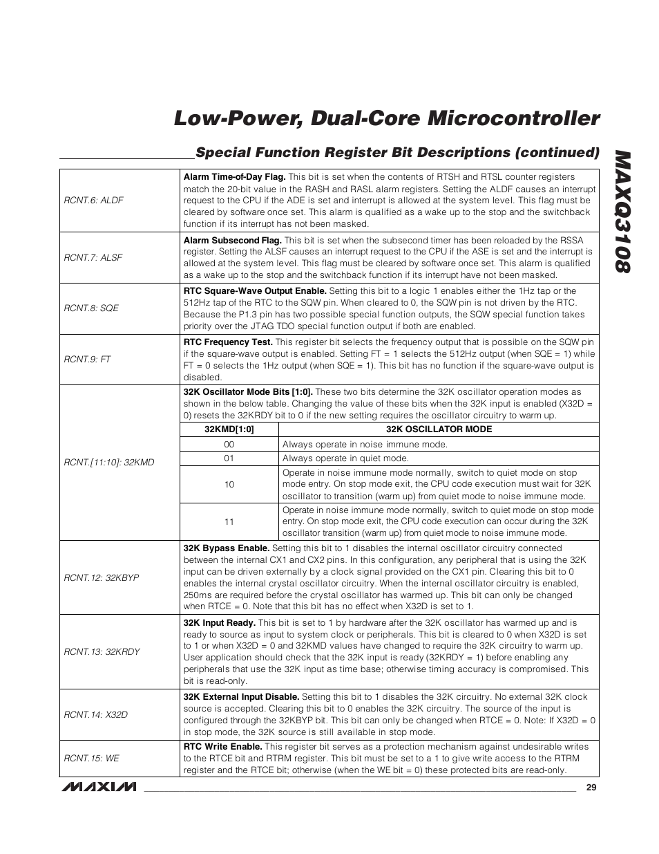 Maxq3108 low-power, dual-core microcontroller | Rainbow Electronics MAXQ3108 User Manual | Page 29 / 64