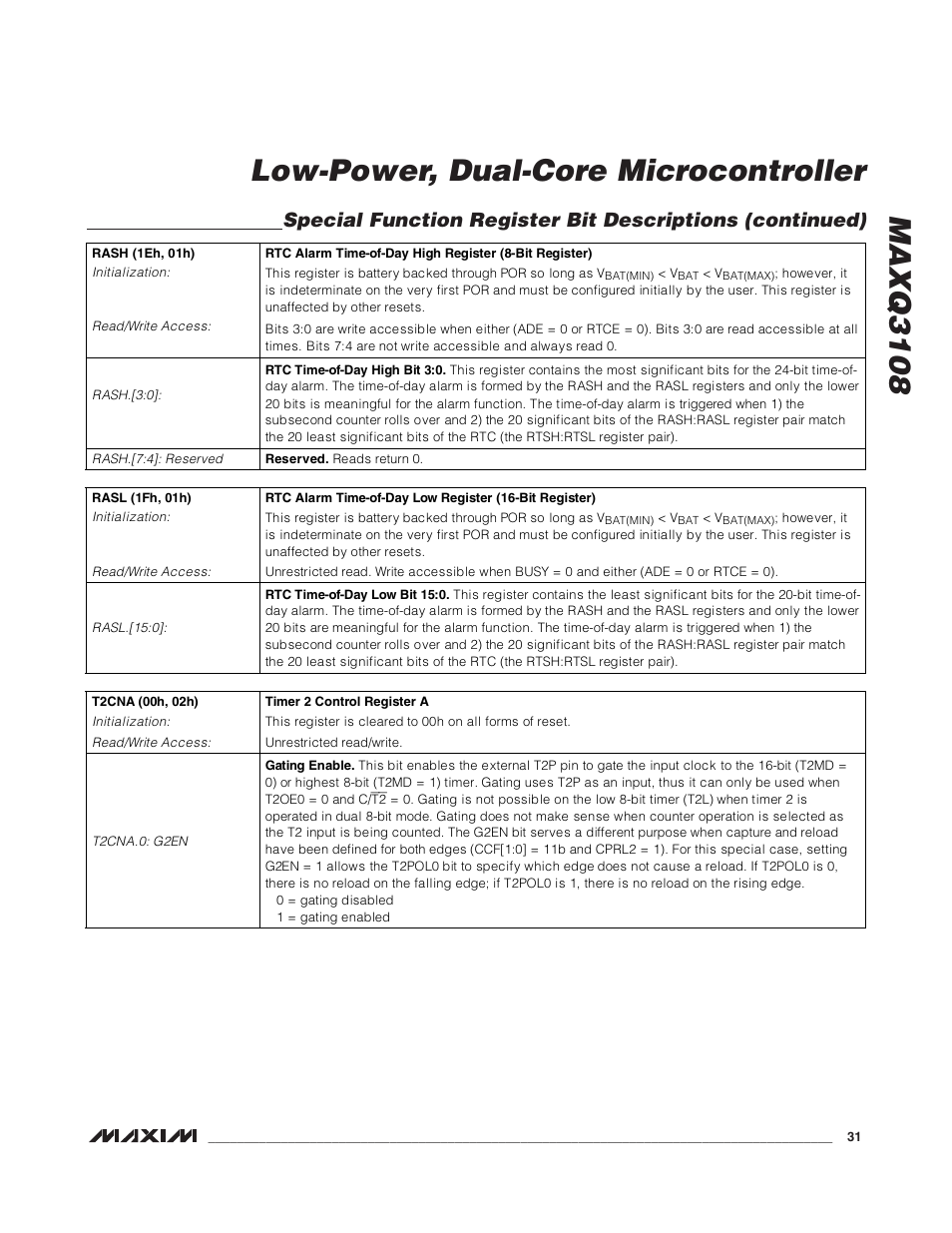Maxq3108 low-power, dual-core microcontroller | Rainbow Electronics MAXQ3108 User Manual | Page 31 / 64