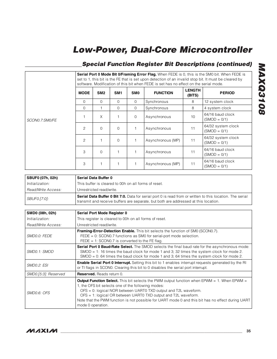 Maxq3108 low-power, dual-core microcontroller | Rainbow Electronics MAXQ3108 User Manual | Page 35 / 64