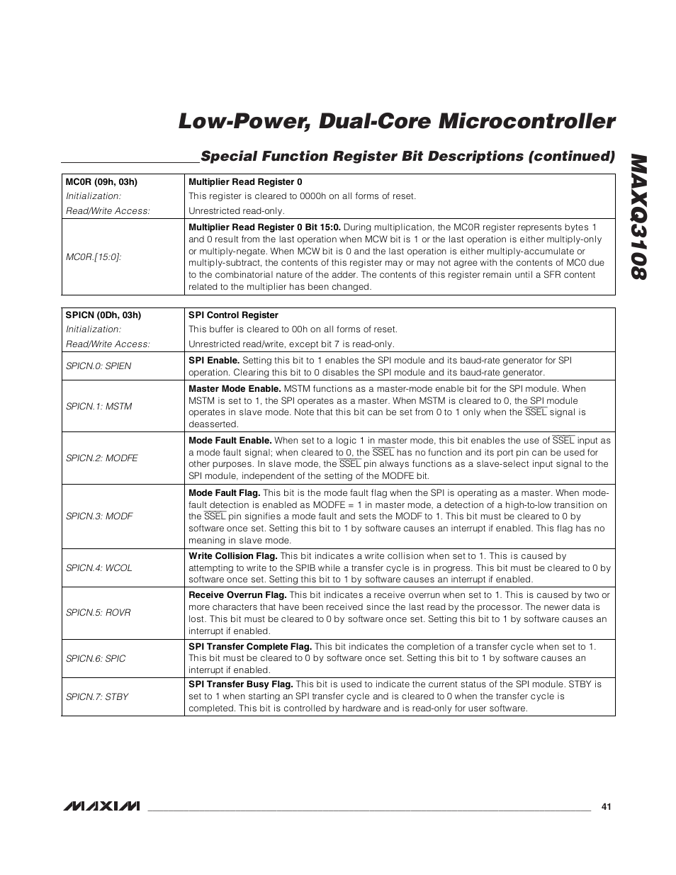 Maxq3108 low-power, dual-core microcontroller | Rainbow Electronics MAXQ3108 User Manual | Page 41 / 64