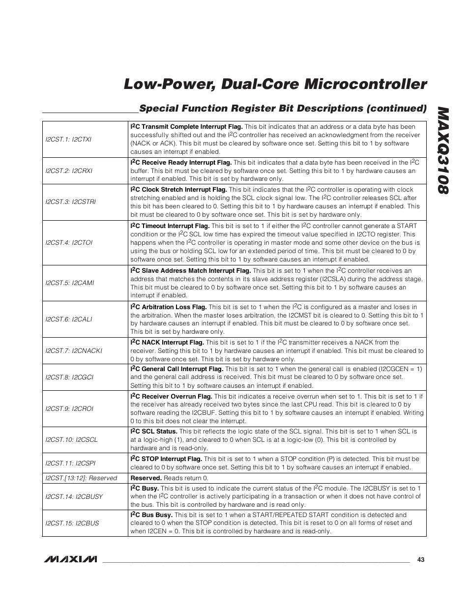 Maxq3108 low-power, dual-core microcontroller | Rainbow Electronics MAXQ3108 User Manual | Page 43 / 64