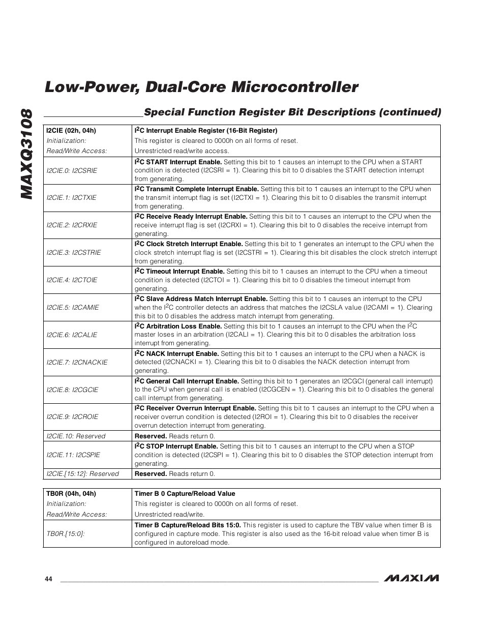 Maxq3108 low-power, dual-core microcontroller | Rainbow Electronics MAXQ3108 User Manual | Page 44 / 64