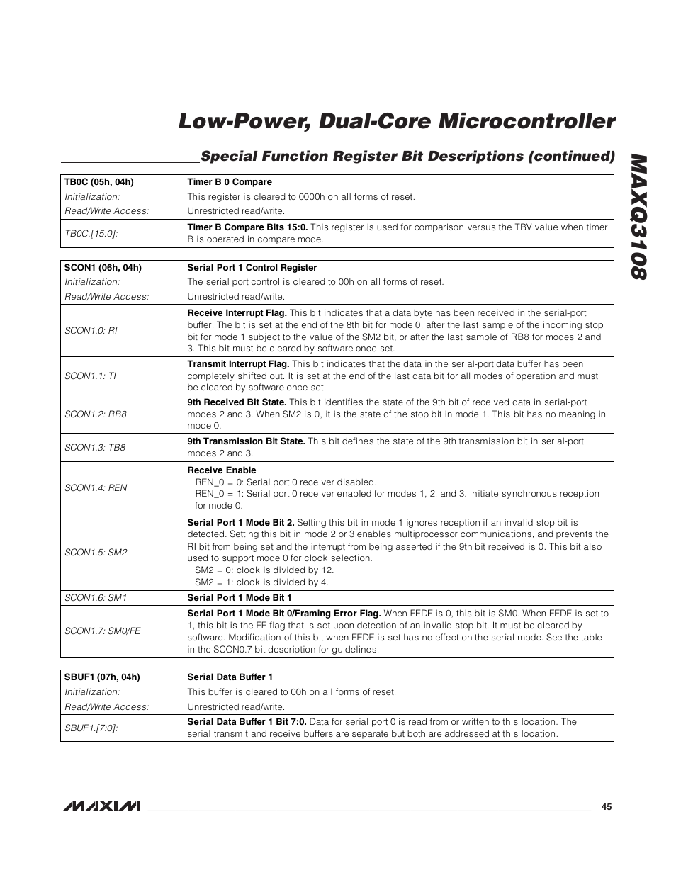 Maxq3108 low-power, dual-core microcontroller | Rainbow Electronics MAXQ3108 User Manual | Page 45 / 64