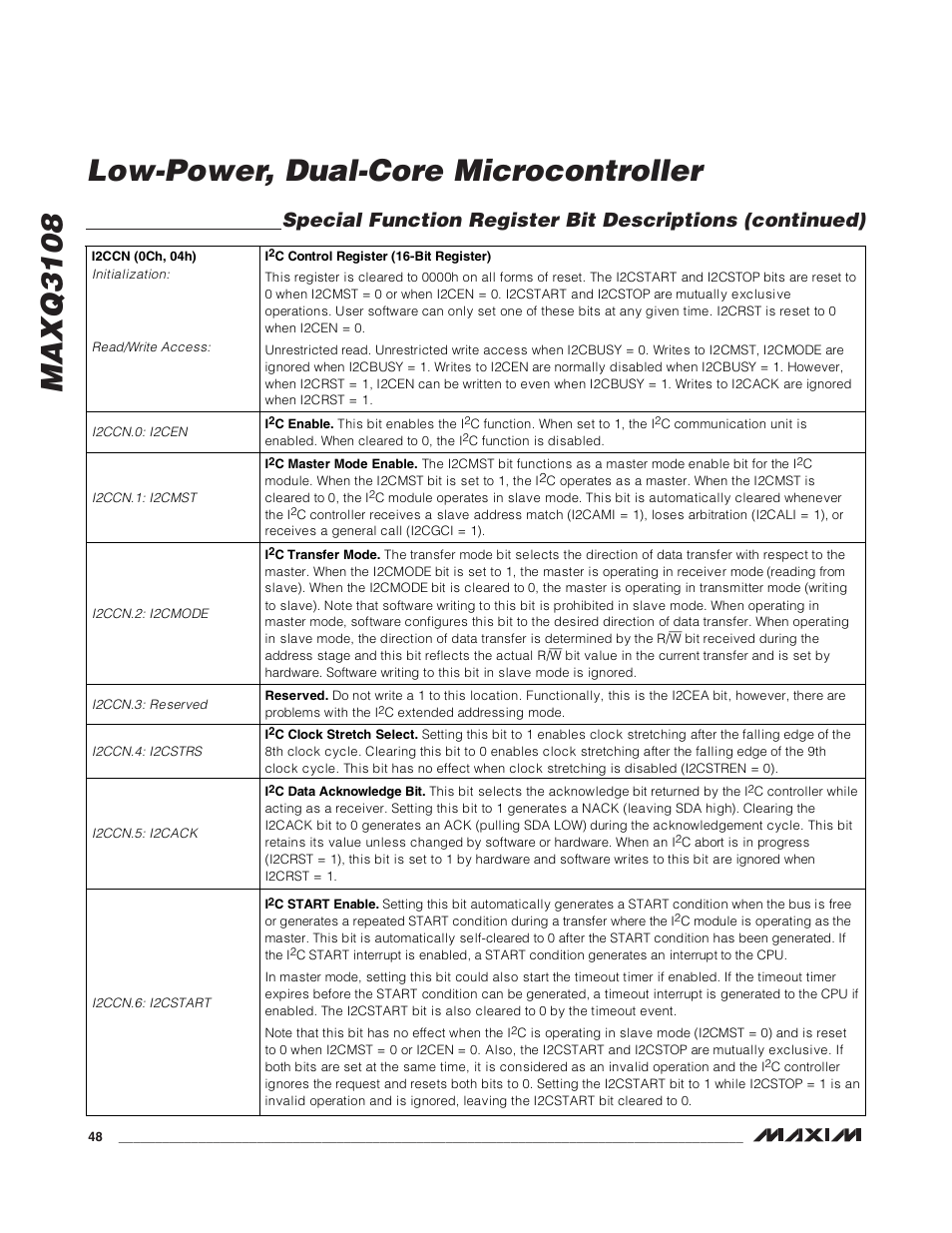 Maxq3108 low-power, dual-core microcontroller | Rainbow Electronics MAXQ3108 User Manual | Page 48 / 64