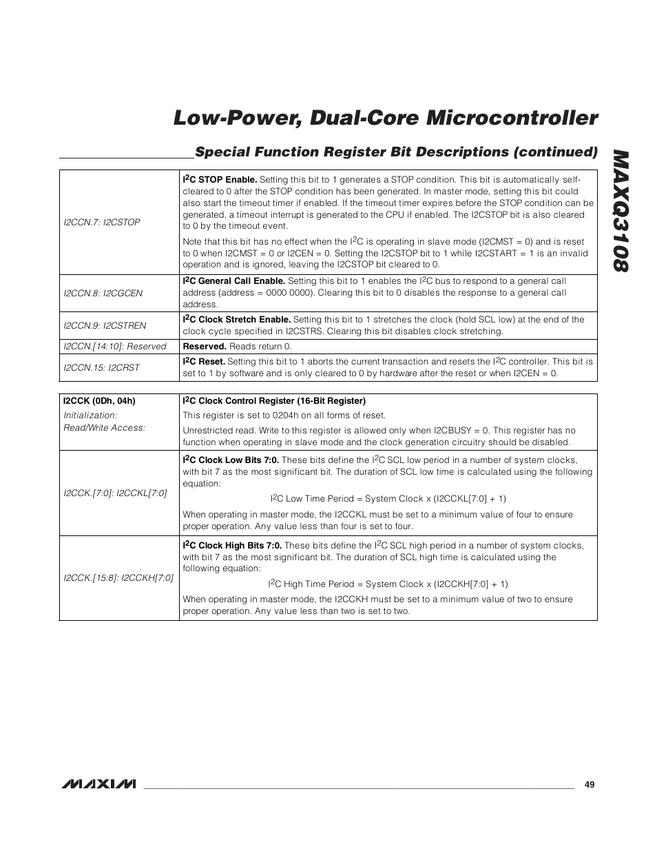 Maxq3108 low-power, dual-core microcontroller | Rainbow Electronics MAXQ3108 User Manual | Page 49 / 64