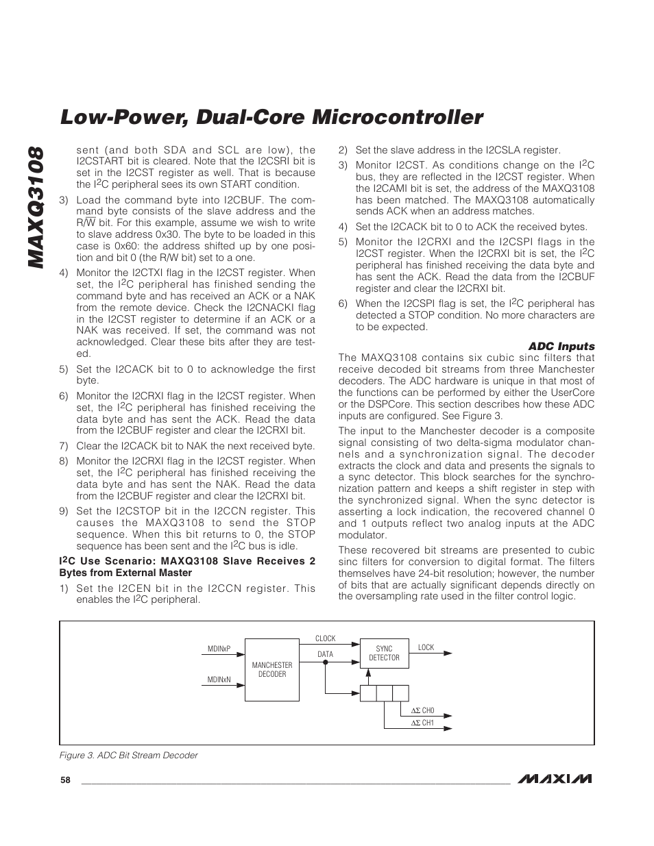 Adc inputs, Figure 3. adc bit stream decoder, Maxq3108 low-power, dual-core microcontroller | Rainbow Electronics MAXQ3108 User Manual | Page 58 / 64