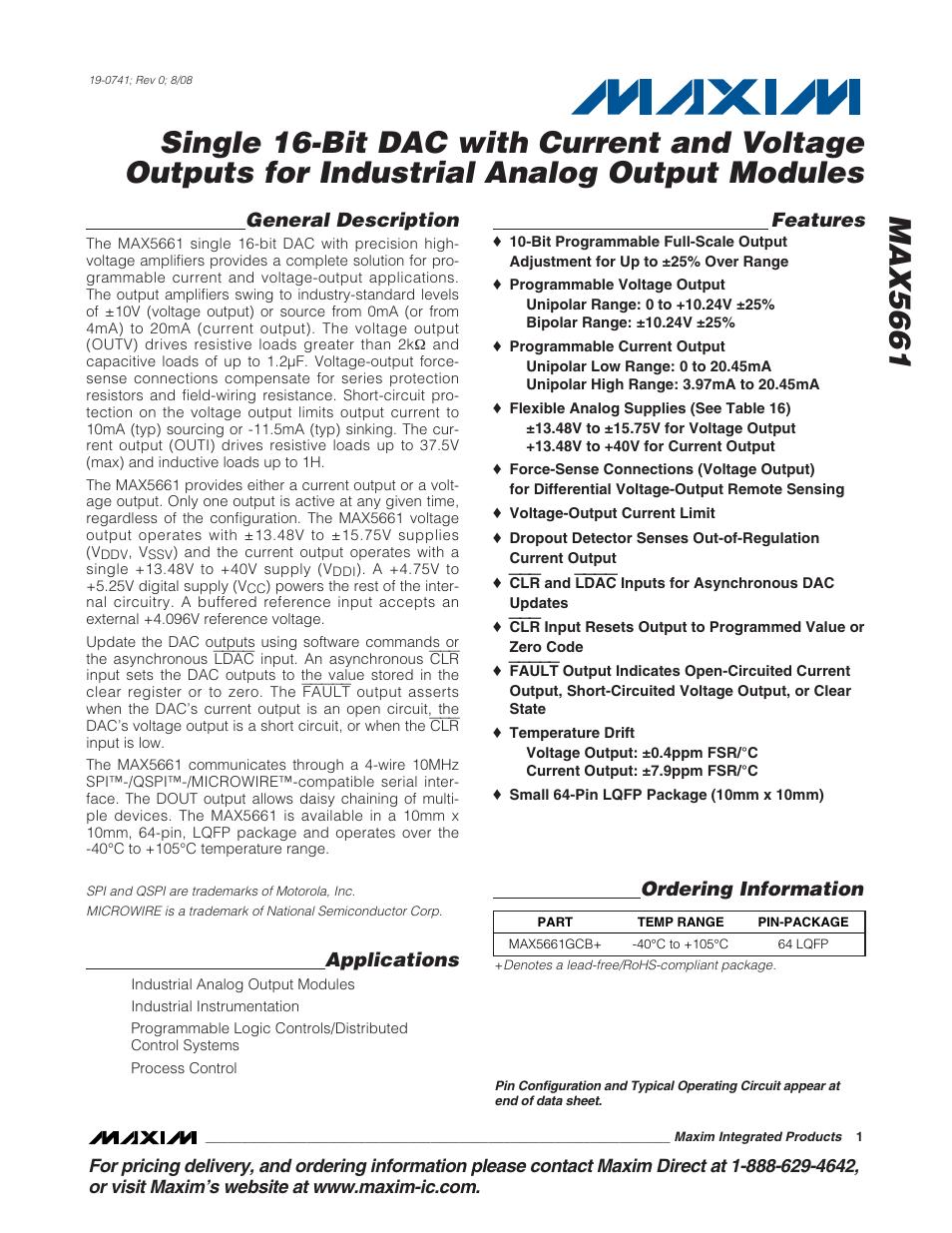 Rainbow Electronics MAX5661 User Manual | 39 pages
