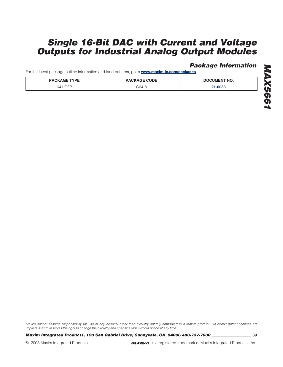 Max5661 | Rainbow Electronics MAX5661 User Manual | Page 39 / 39