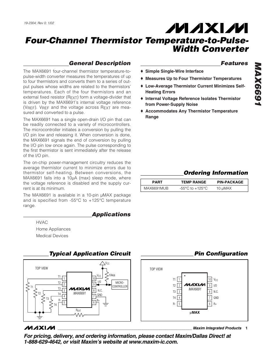 Rainbow Electronics MAX6691 User Manual | 7 pages