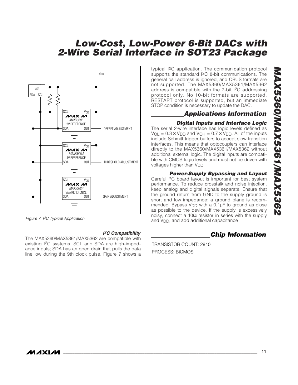 Applications information, Chip information | Rainbow Electronics MAX5362 User Manual | Page 11 / 12