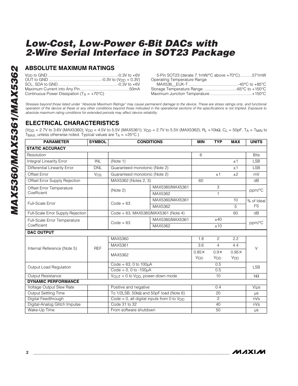 Rainbow Electronics MAX5362 User Manual | Page 2 / 12