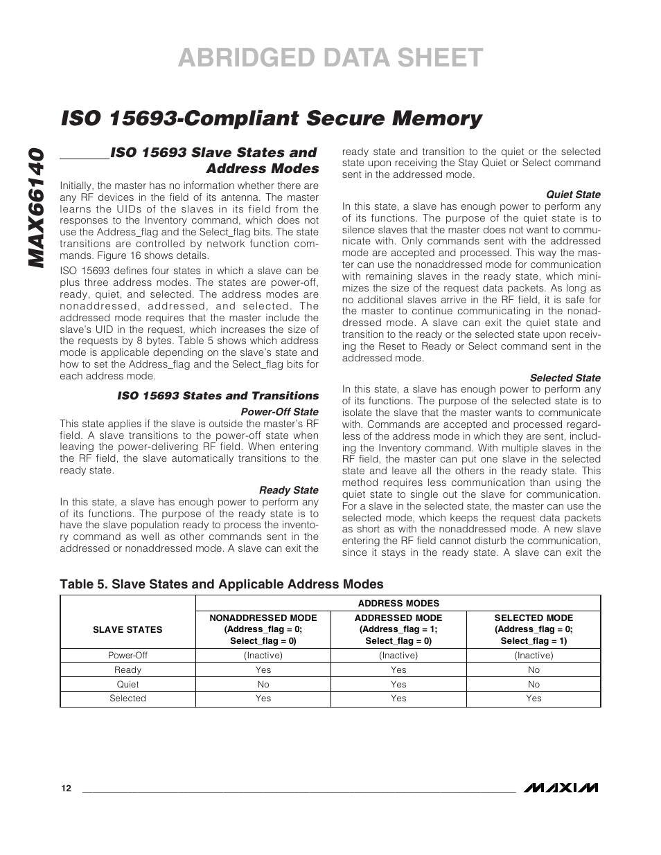 Abridged data sheet | Rainbow Electronics MAX66140 User Manual | Page 10 / 21