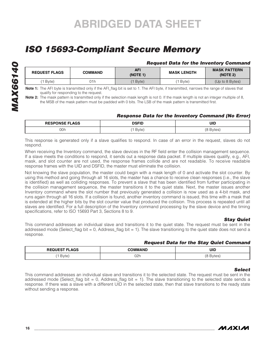 Abridged data sheet | Rainbow Electronics MAX66140 User Manual | Page 14 / 21