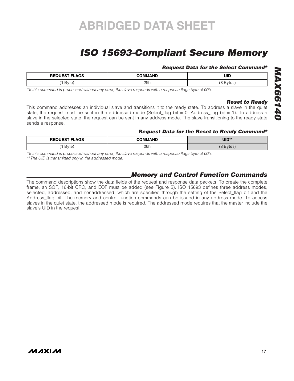 Abridged data sheet | Rainbow Electronics MAX66140 User Manual | Page 15 / 21