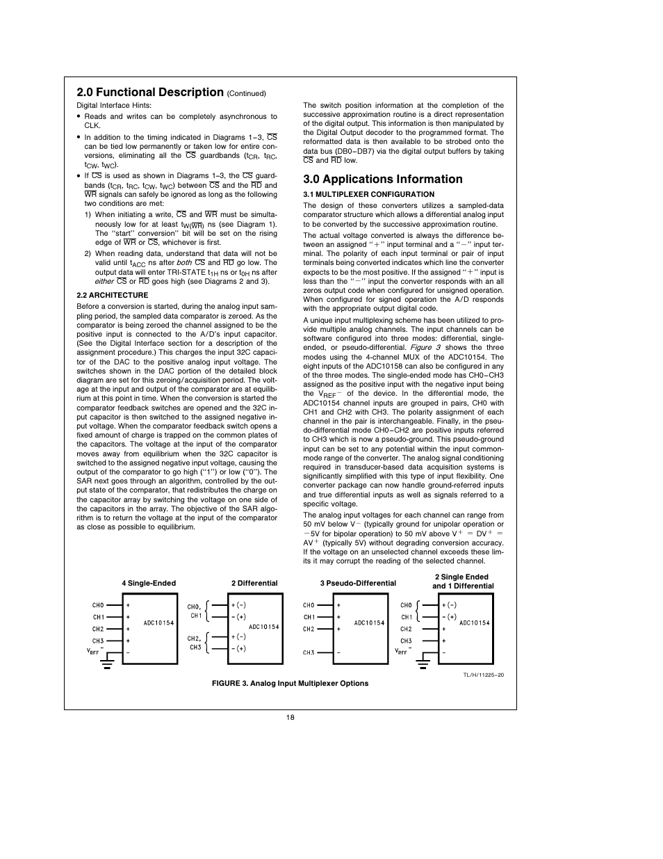 2 0 functional description, 3 0 applications information | Rainbow Electronics ADC10158 User Manual | Page 18 / 26