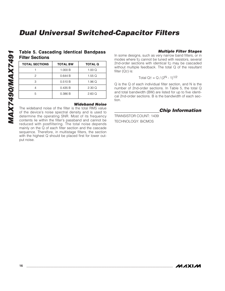 Chip information | Rainbow Electronics MAX7491 User Manual | Page 16 / 18