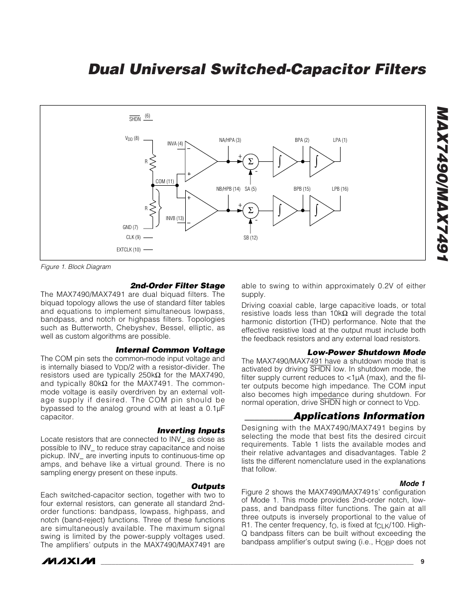 Applications information | Rainbow Electronics MAX7491 User Manual | Page 9 / 18