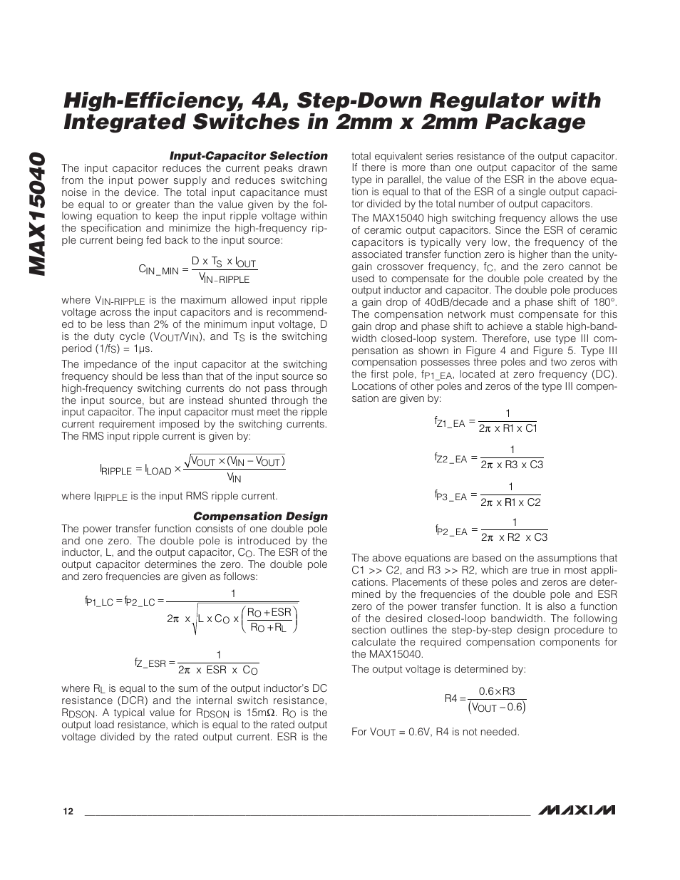 Rainbow Electronics MAX15040 User Manual | Page 12 / 15