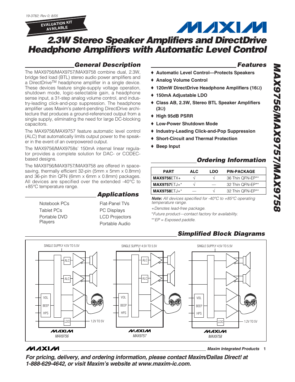 Rainbow Electronics MAX9758 User Manual | 31 pages