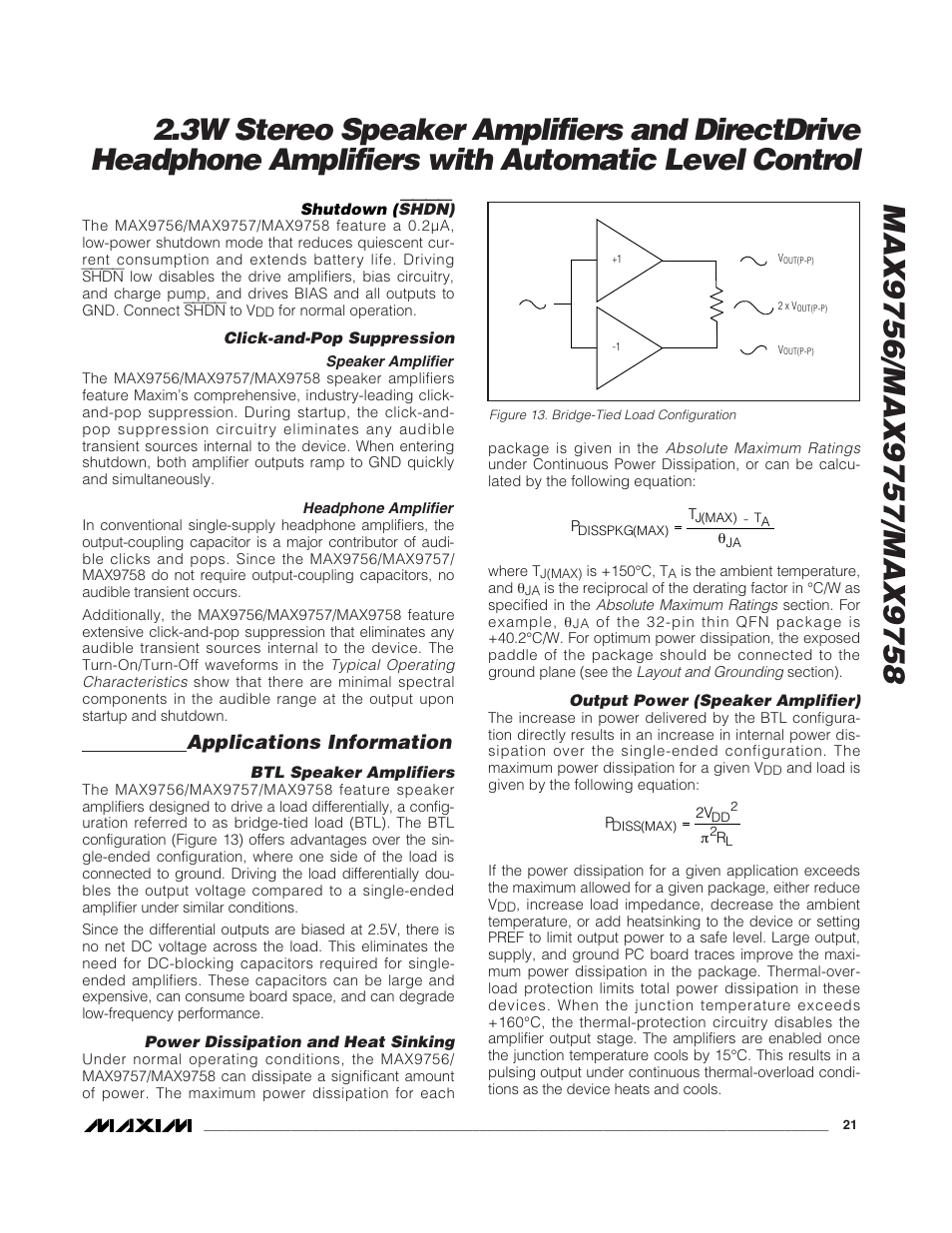 Applications information | Rainbow Electronics MAX9758 User Manual | Page 21 / 31