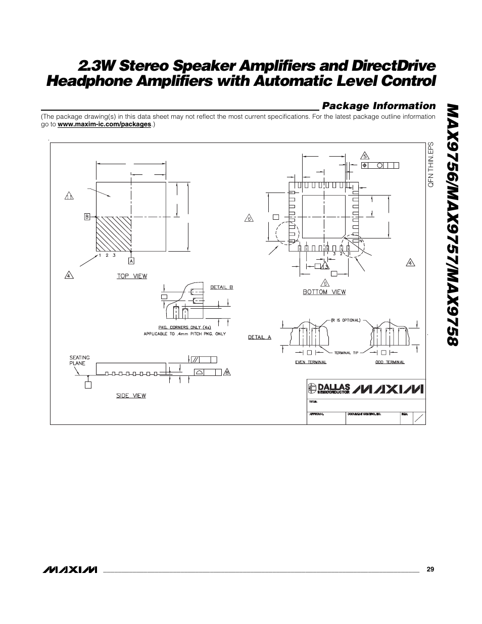 Package information | Rainbow Electronics MAX9758 User Manual | Page 29 / 31