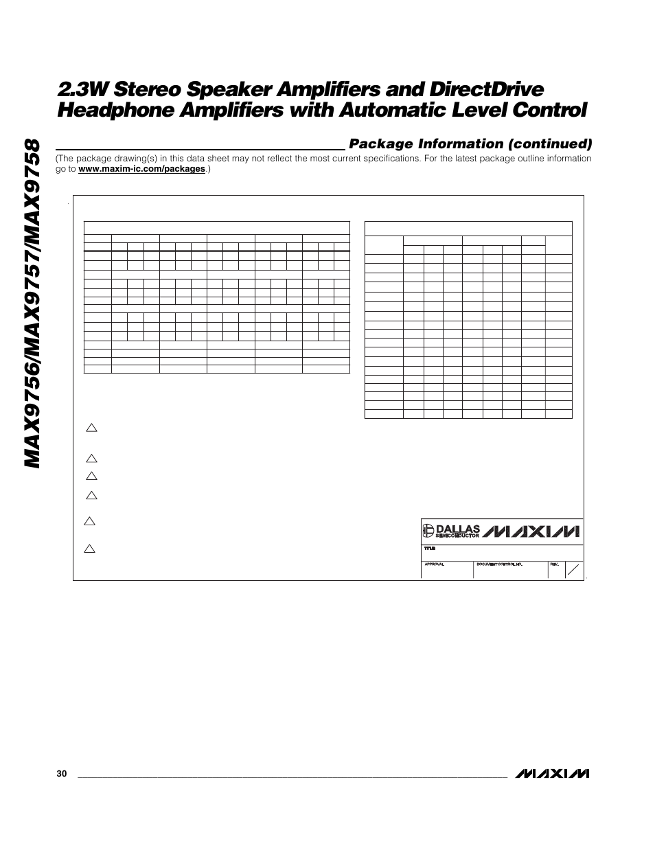 Package information (continued) | Rainbow Electronics MAX9758 User Manual | Page 30 / 31