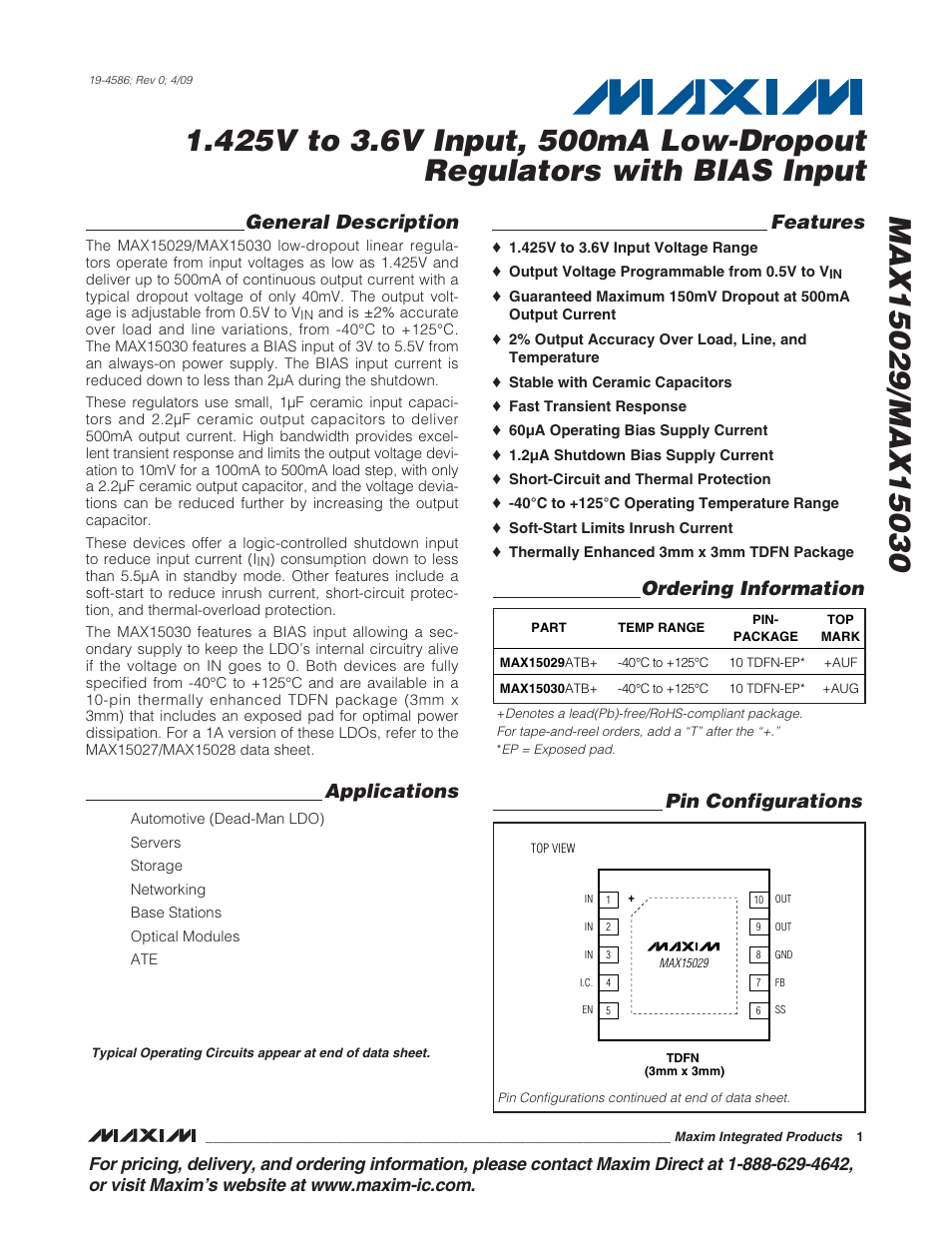 Rainbow Electronics MAX15030 User Manual | 10 pages