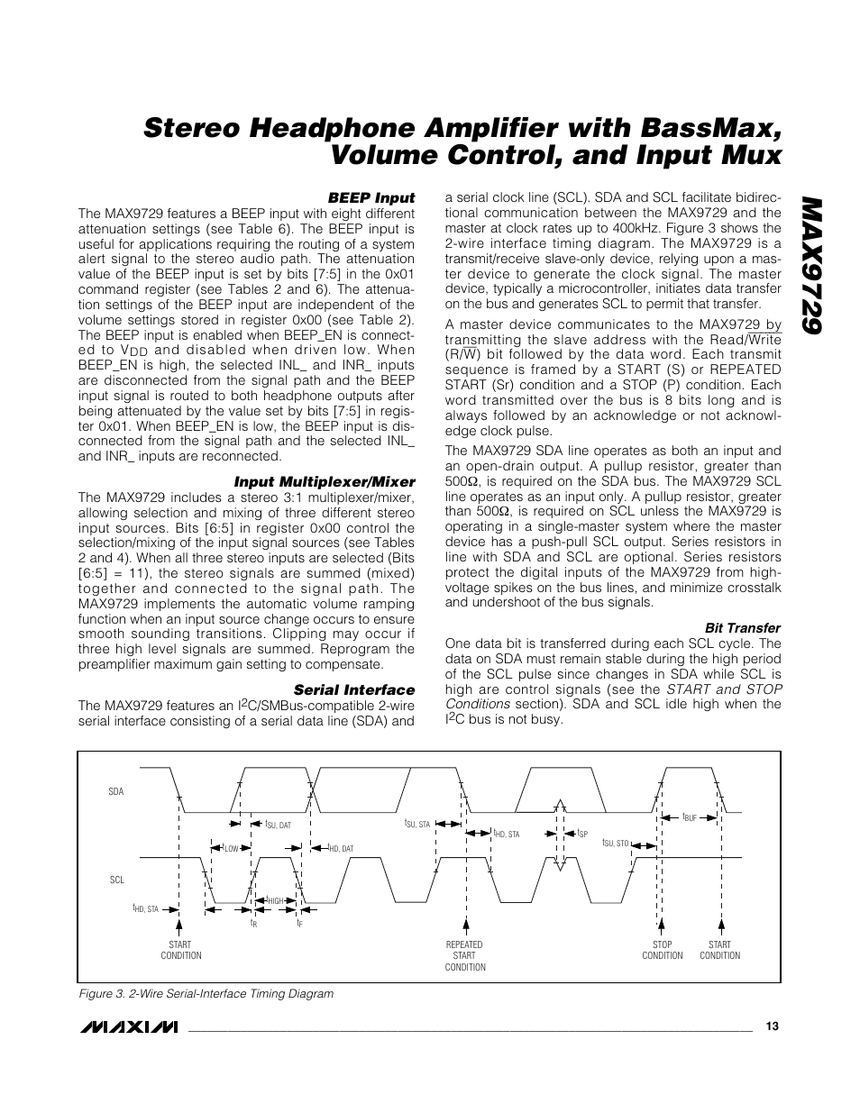 Beep input, Input multiplexer/mixer, Serial interface | Rainbow Electronics MAX9729 User Manual | Page 13 / 28