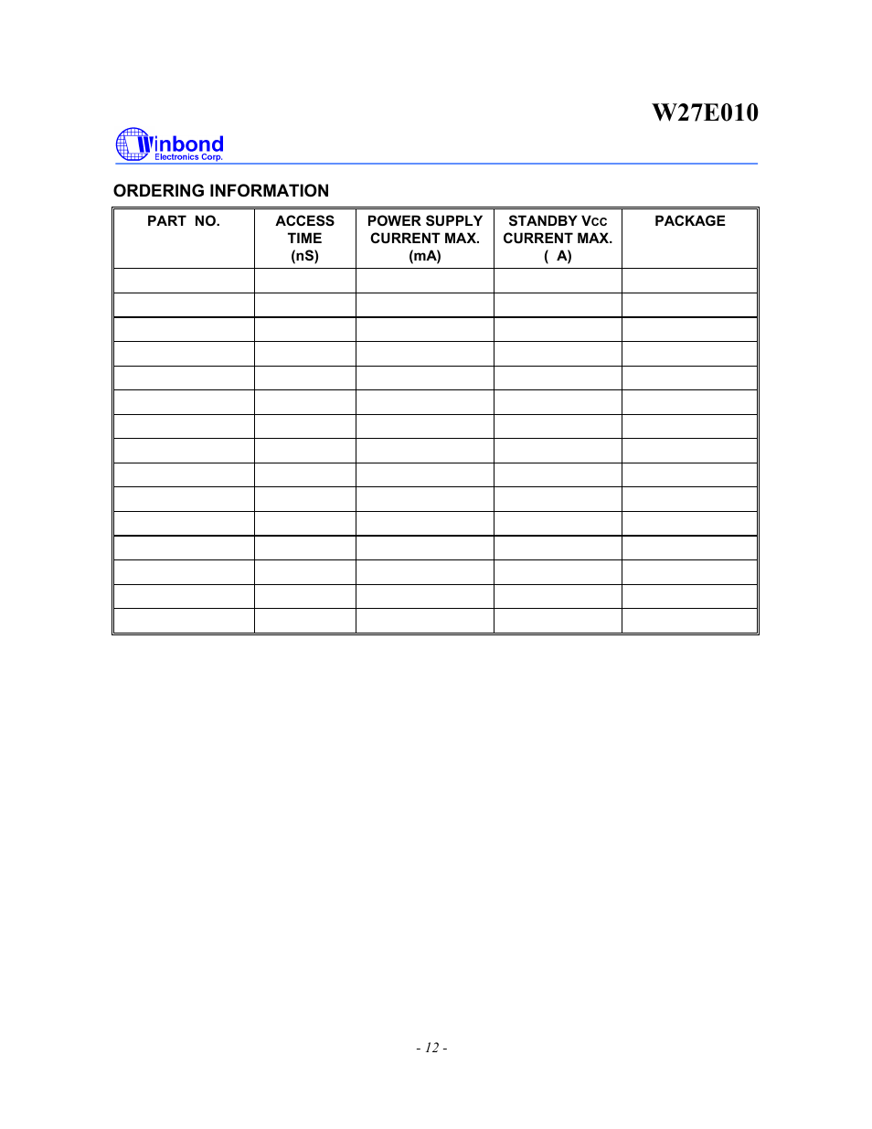 Rainbow Electronics W27E010 User Manual | Page 12 / 14