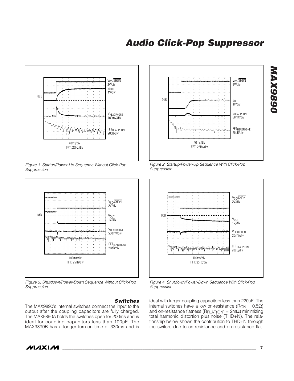 Max9890 audio click-pop suppressor, Switches | Rainbow Electronics MAX9890 User Manual | Page 7 / 12