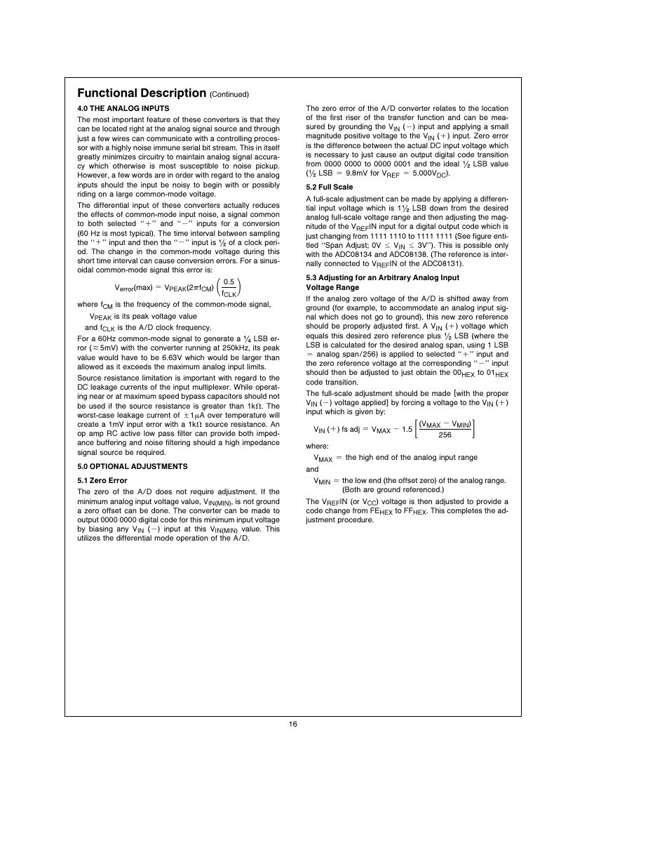 Functional description | Rainbow Electronics ADC08138 User Manual | Page 16 / 22