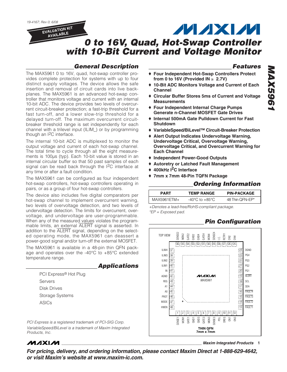 Rainbow Electronics MAX5961 User Manual | 42 pages