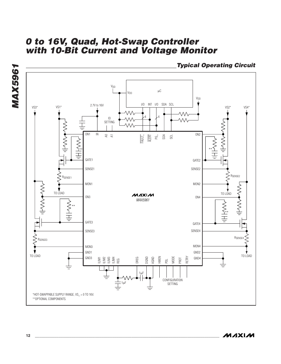 Typical operating circuit | Rainbow Electronics MAX5961 User Manual | Page 12 / 42