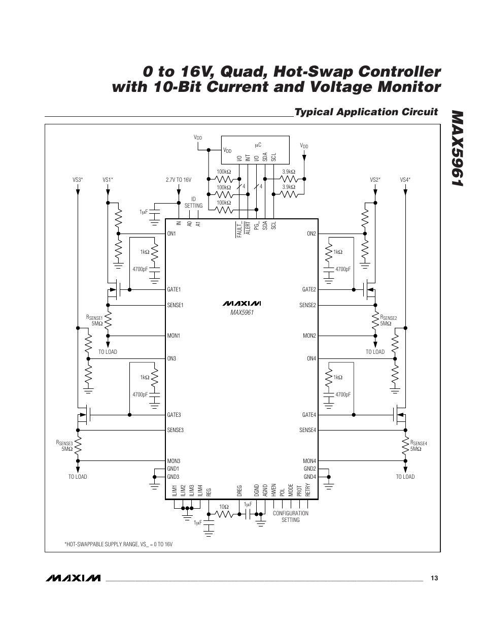 Typical application circuit | Rainbow Electronics MAX5961 User Manual | Page 13 / 42