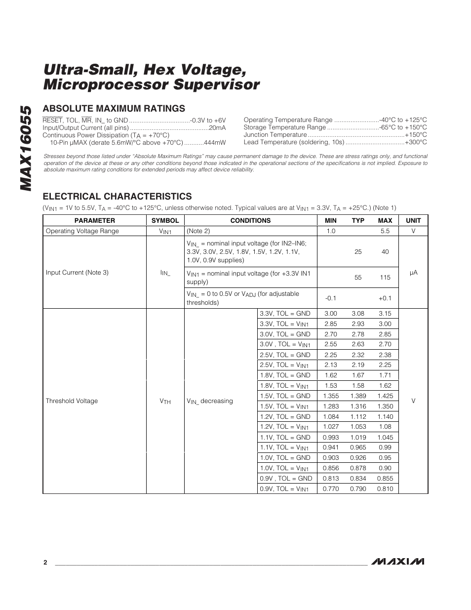 Rainbow Electronics MAX16055 User Manual | Page 2 / 9