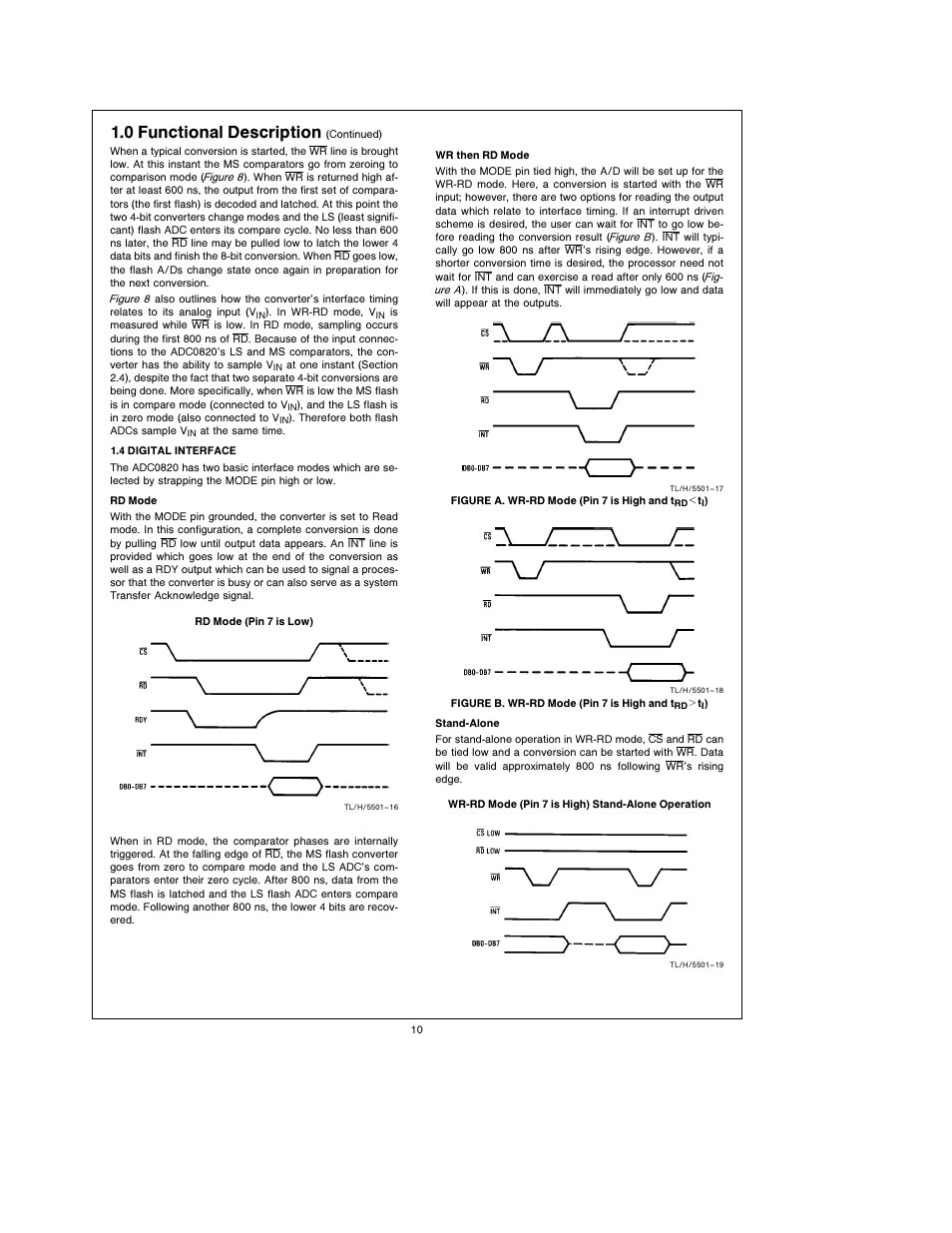 1 0 functional description | Rainbow Electronics ADC0820 User Manual | Page 10 / 20
