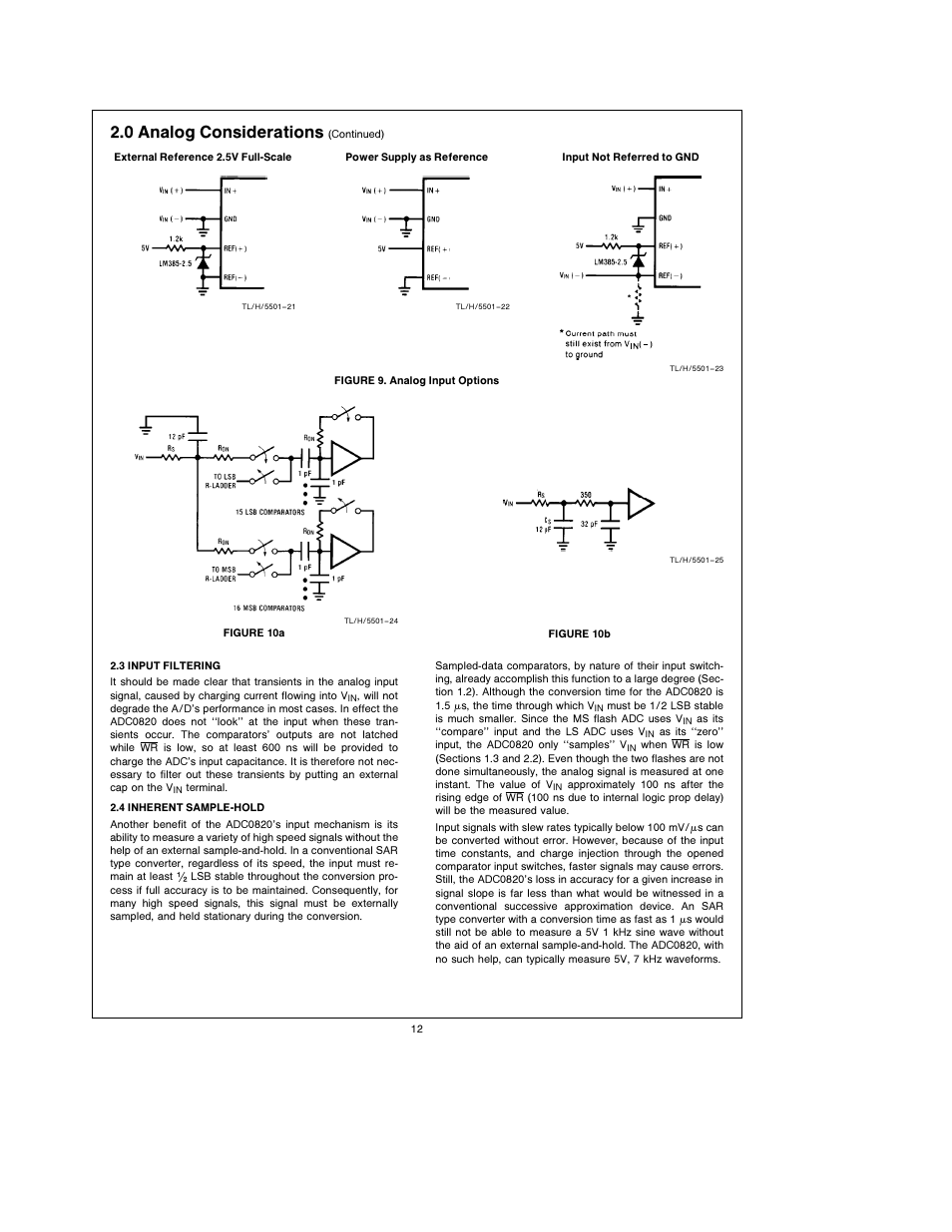 2 0 analog considerations | Rainbow Electronics ADC0820 User Manual | Page 12 / 20